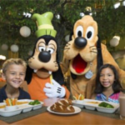 Garden Grove Character Dining with Two Kids, Pluto and Goofy
