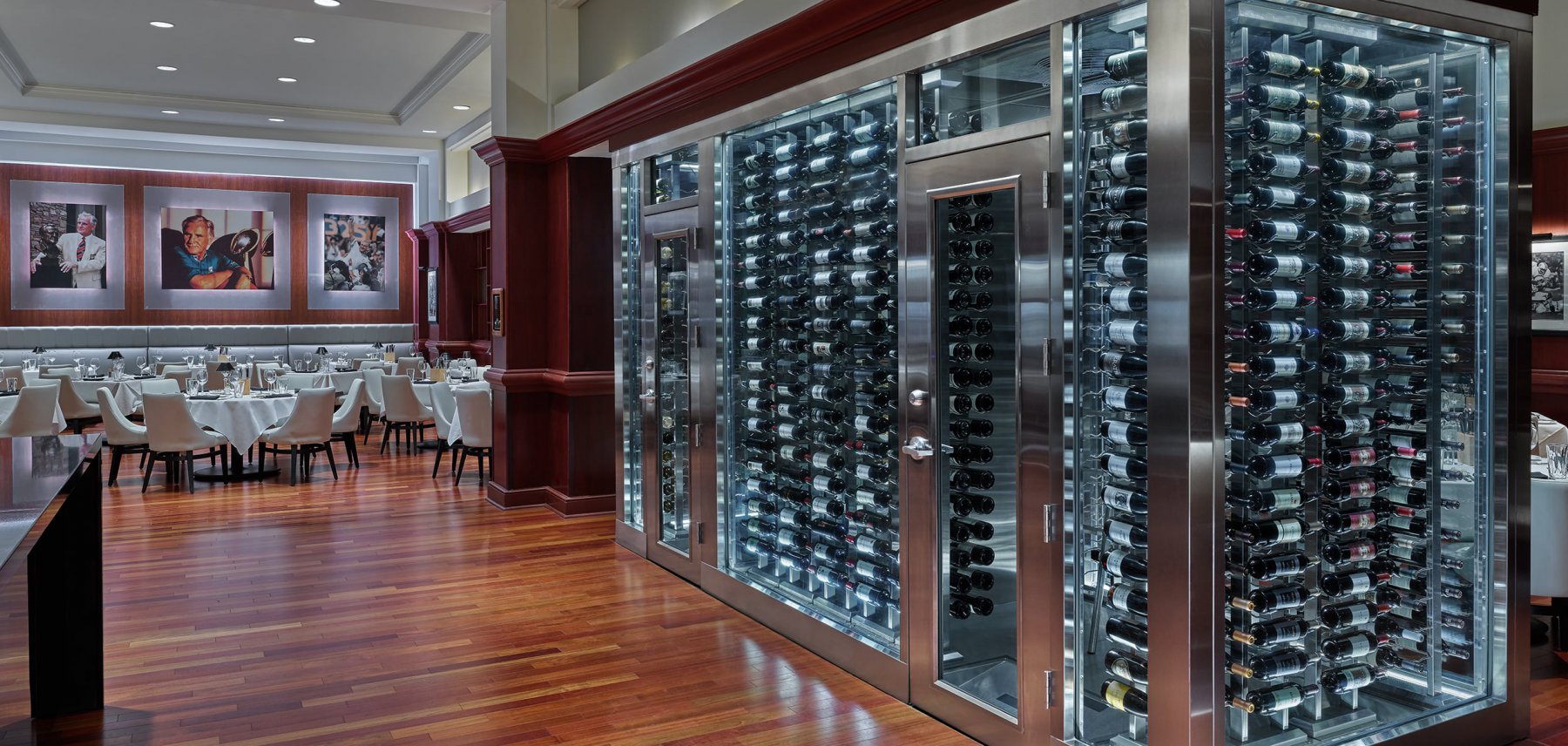 The large wine cellar showcase at Shula's Steak House at the Walt Disney World Dolphin Resort