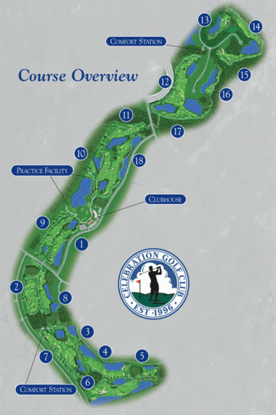 Celebration Golf Club Walt Disney - Celebration Course Map 570x856
