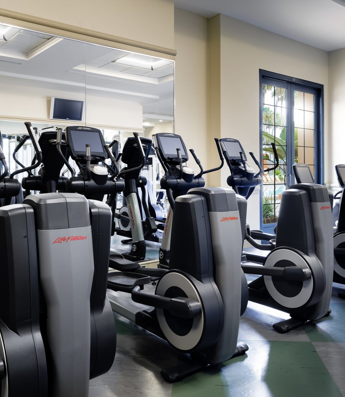 Exercise machines in the Swan health club.