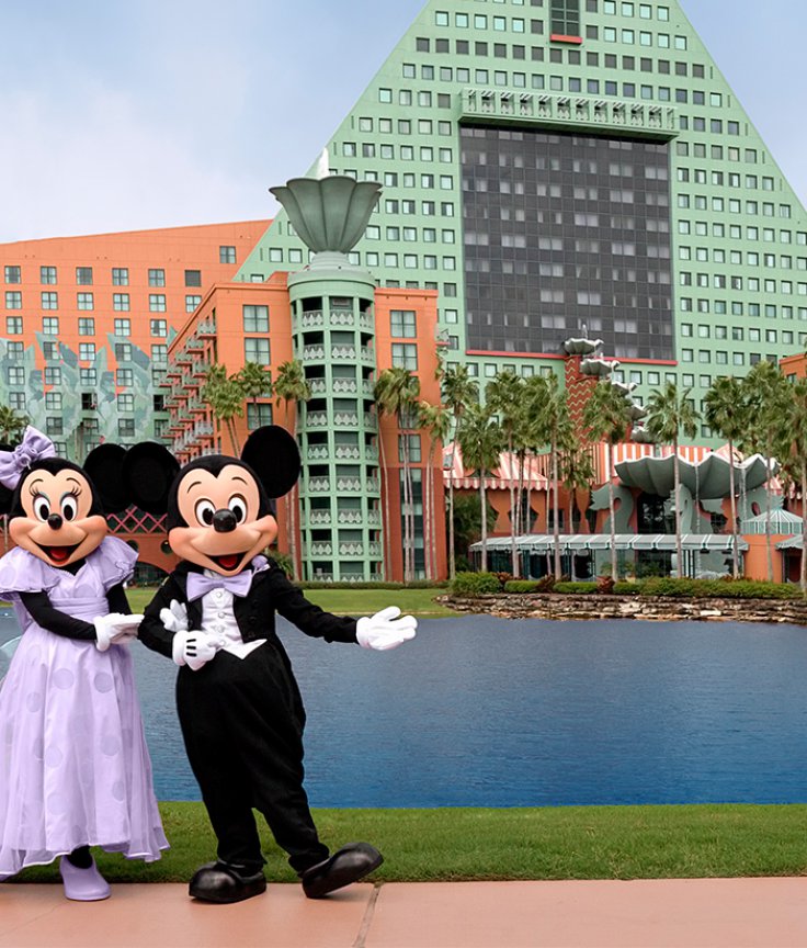 Mickey and Minnie in Wedding Clothes in Front of the Dolphin