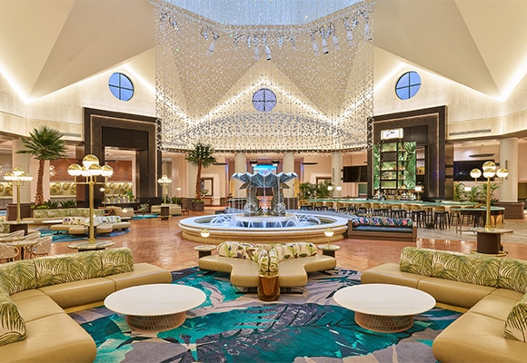 Dolphin Lobby with Fountain, Couches and Lounge