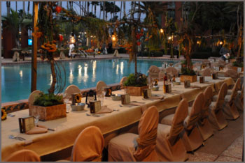 Event by the Pool with Tables and Chairs