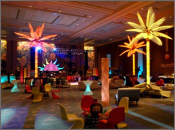 Entertainment Lounge with Palm Trees and Chairs