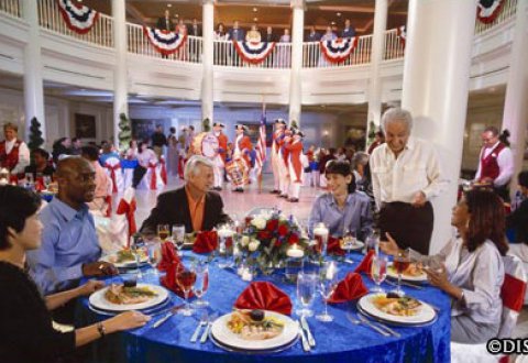 Guests at a Dining Table at Epcot's Spirit Of '76 American Adventure