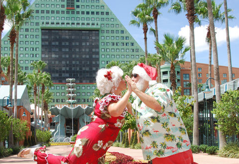 Santa and Mrs. Claus in Front of Dolphin Hotel
