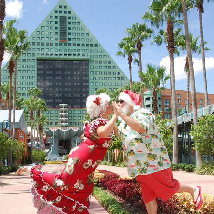 Santa and Mrs. Claus in Front of Dolphin Hotel