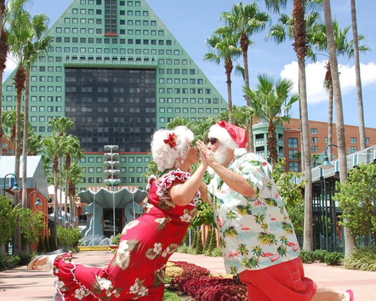 Santa and Mrs. Claus in Front of Dolphin Hotel