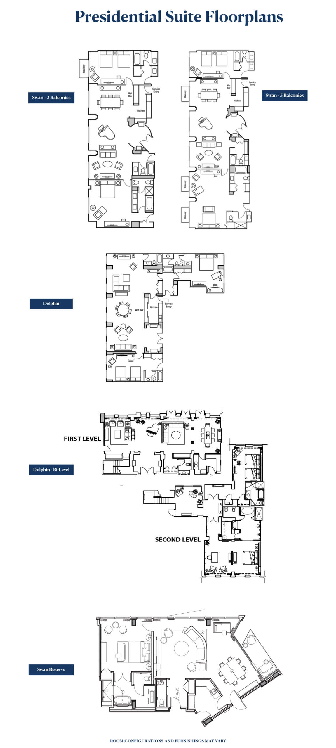 Floorplans of the presidential suites.