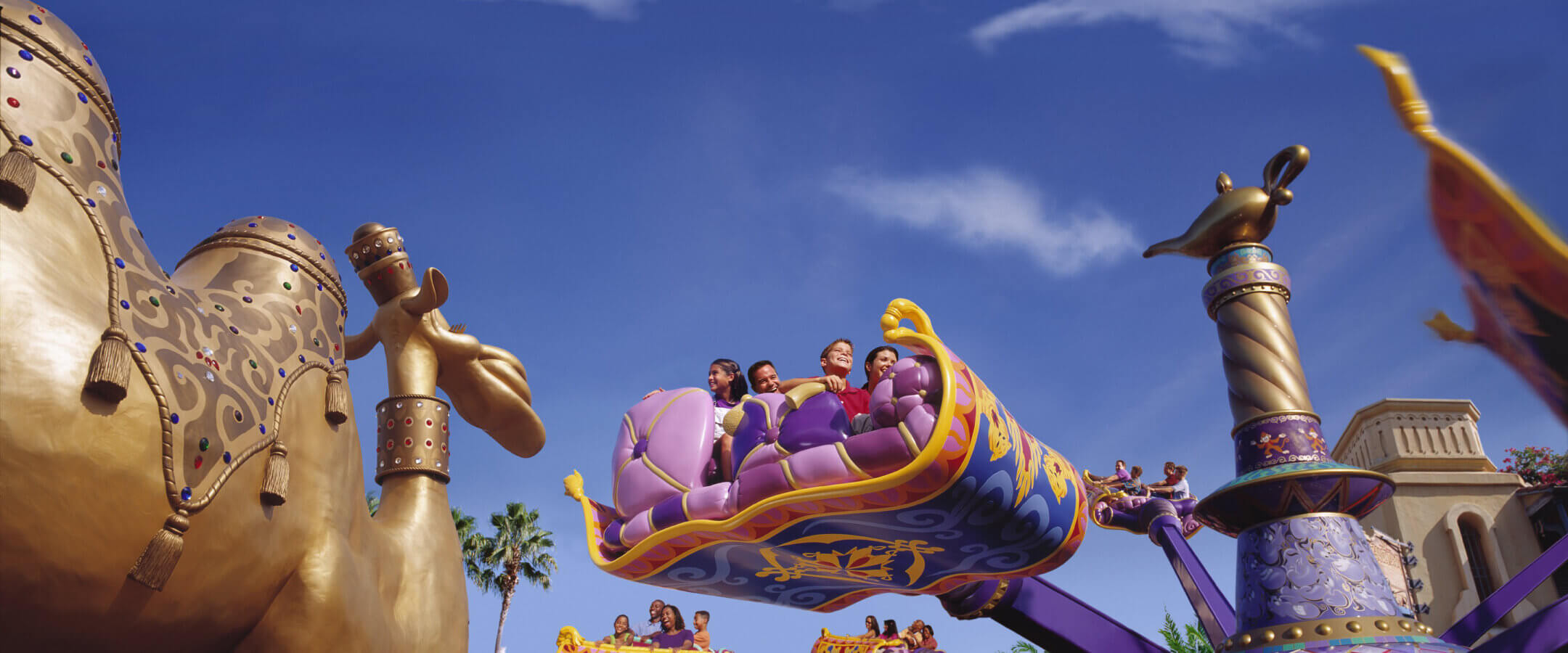 A group of people riding a ride.