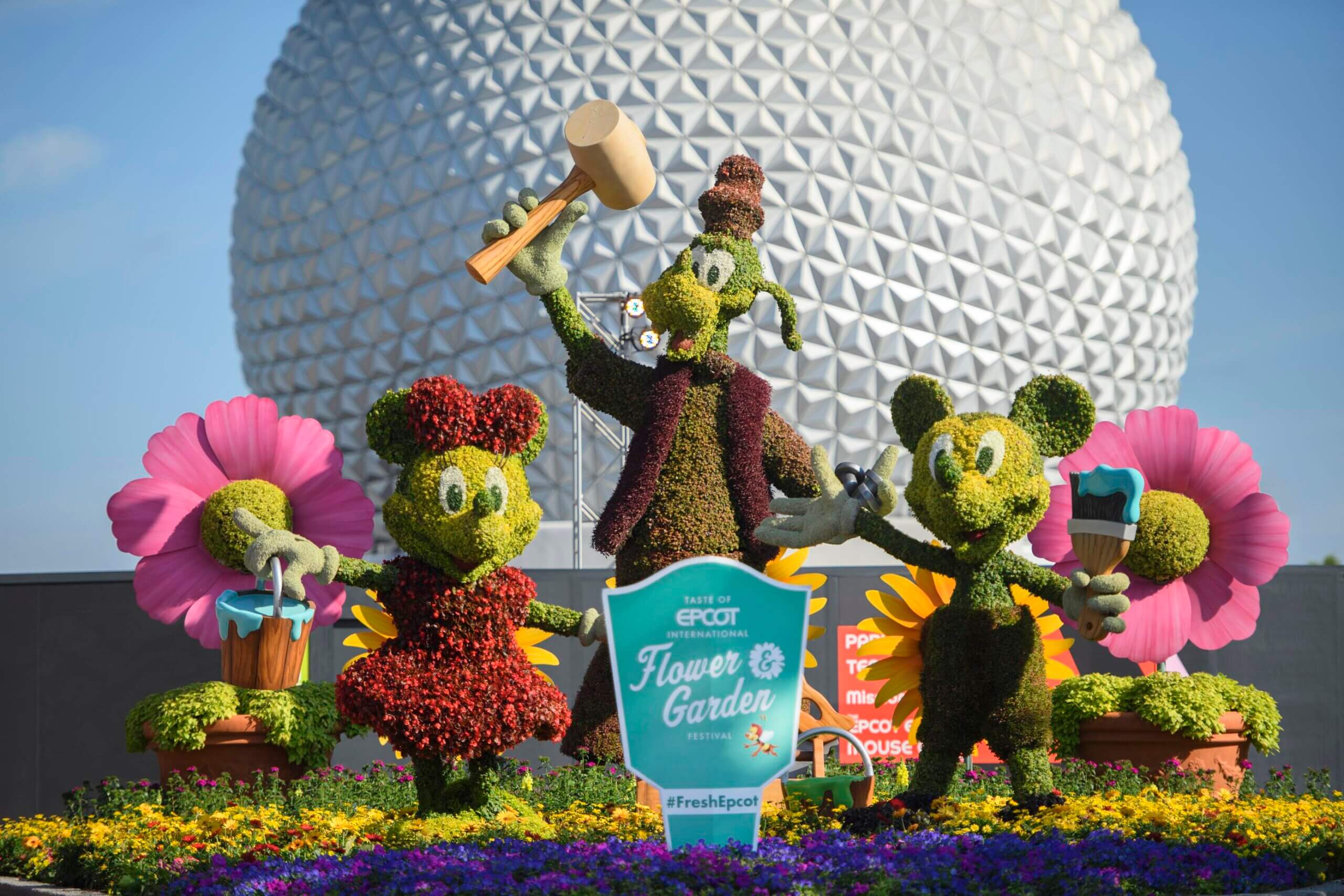 Mickey, Minnie and Goofy topiary for the Flower and Garden show