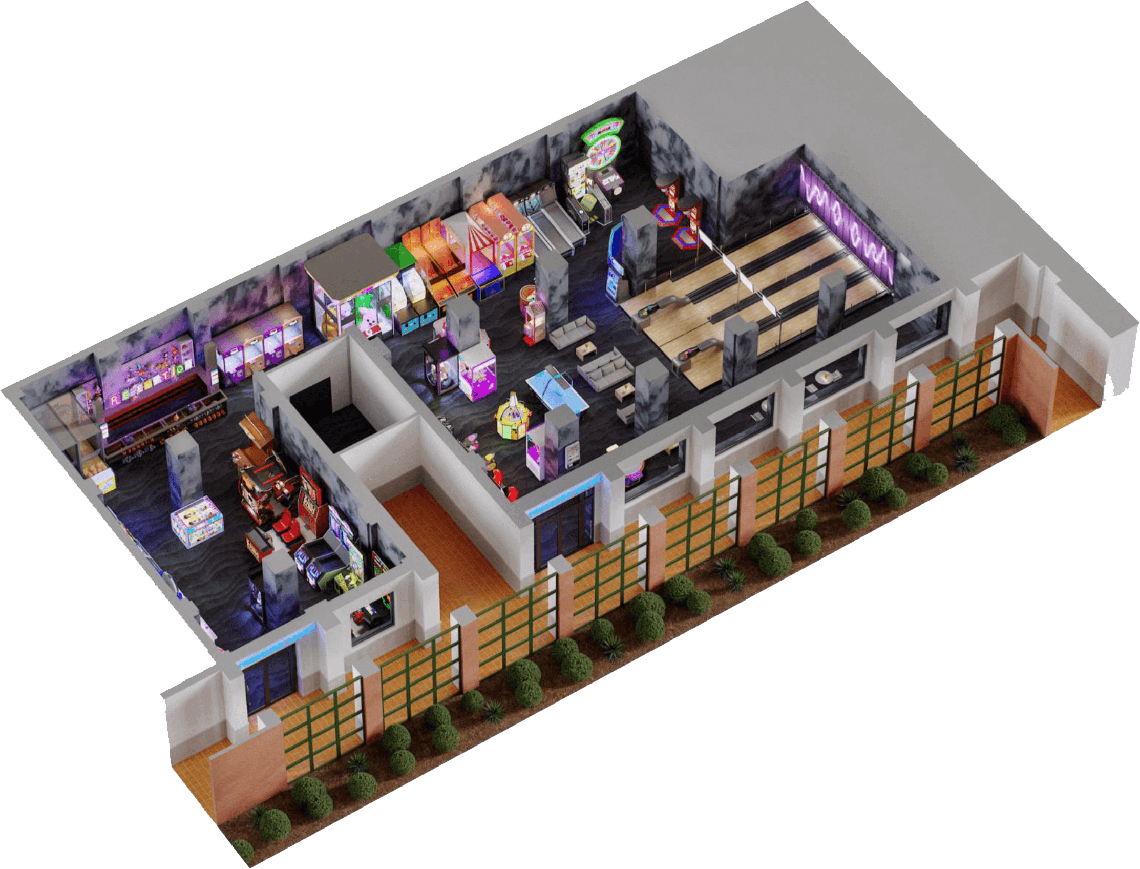 Overhead rendering of the new Lagoon game arcade